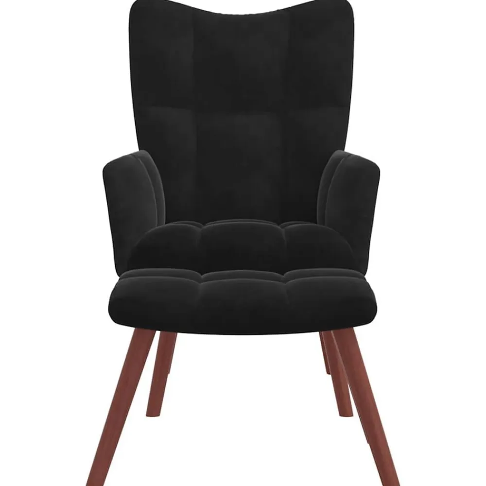 vidaXL Sillón de relax con taburete terciopelo Negro Hot