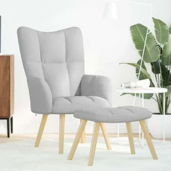 vidaXL Sillón de relax con reposapiés tela Gris nube Discount