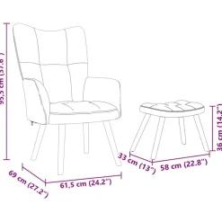 vidaXL Sillón de relax con reposapiés tela Gris nube Discount