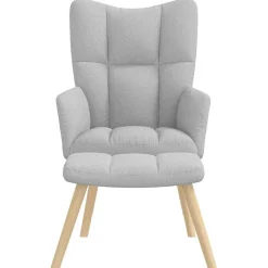 vidaXL Sillón de relax con reposapiés tela Gris nube Discount