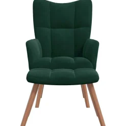 vidaXL Sillón de relax con taburete terciopelo Verde oscuro Discount