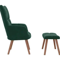 vidaXL Sillón de relax con taburete terciopelo Verde oscuro Discount