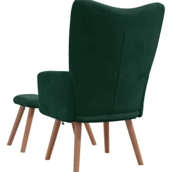 vidaXL Sillón de relax con taburete terciopelo Verde oscuro Discount