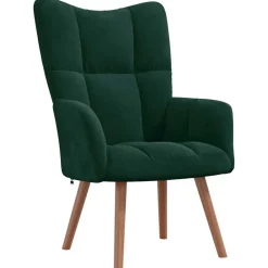 vidaXL Sillón de relax con taburete terciopelo Verde oscuro Discount