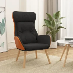vidaXL Sillón de relax de tela y PVC Negro Sale