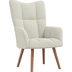 vidaXL Sillón de relax de terciopelo crema Blanco Clearance