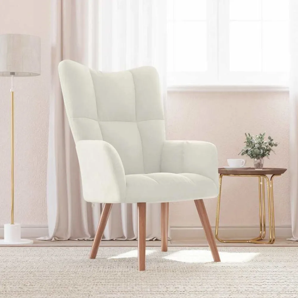vidaXL Sillón de relax de terciopelo crema Blanco Clearance