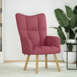 vidaXL Sillas-Sillón de relax de tela color rojo tinto