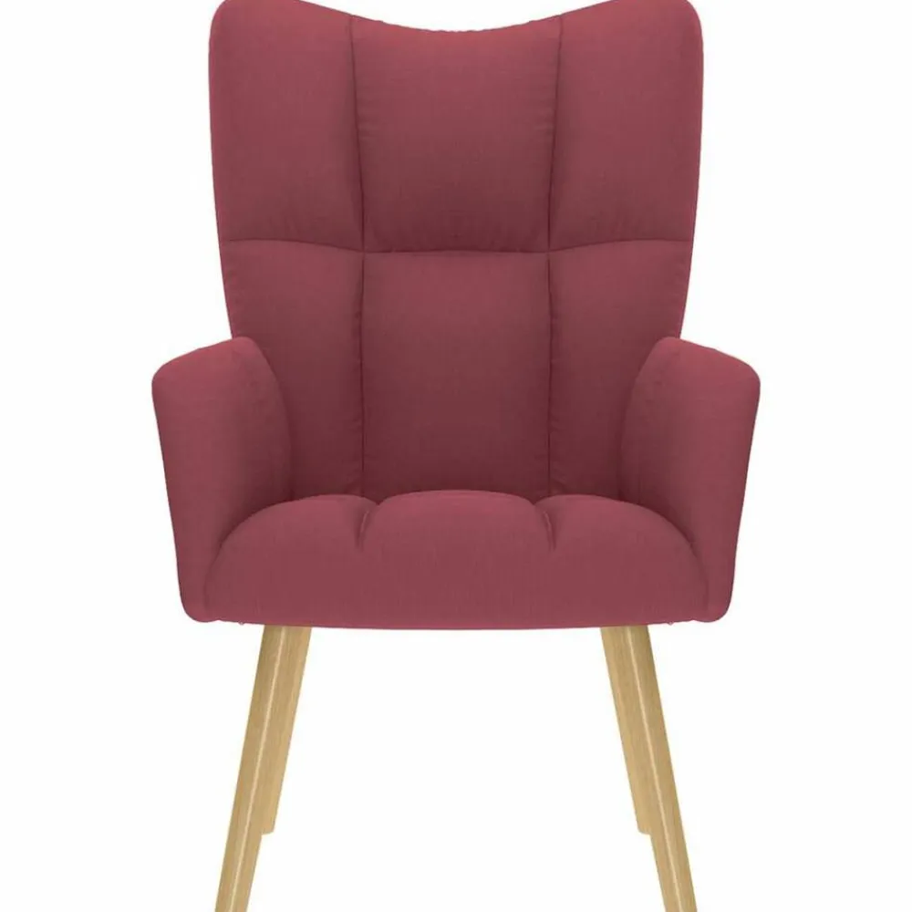 vidaXL Sillas-Sillón de relax de tela color rojo tinto