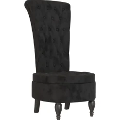 vidaXL Sillón de respaldo alto con botones terciopelo Negro Discount