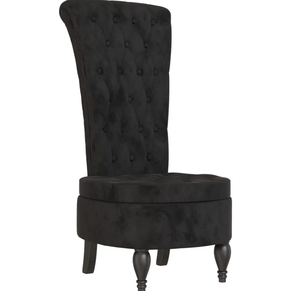 vidaXL Sillón de respaldo alto con botones terciopelo Negro Discount