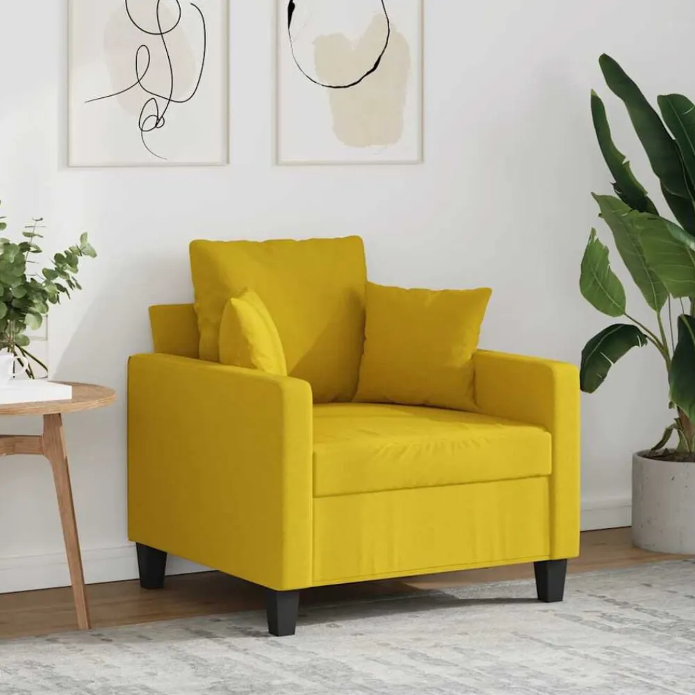 vidaXL Sillón de tela 60 cm Amarillo claro
