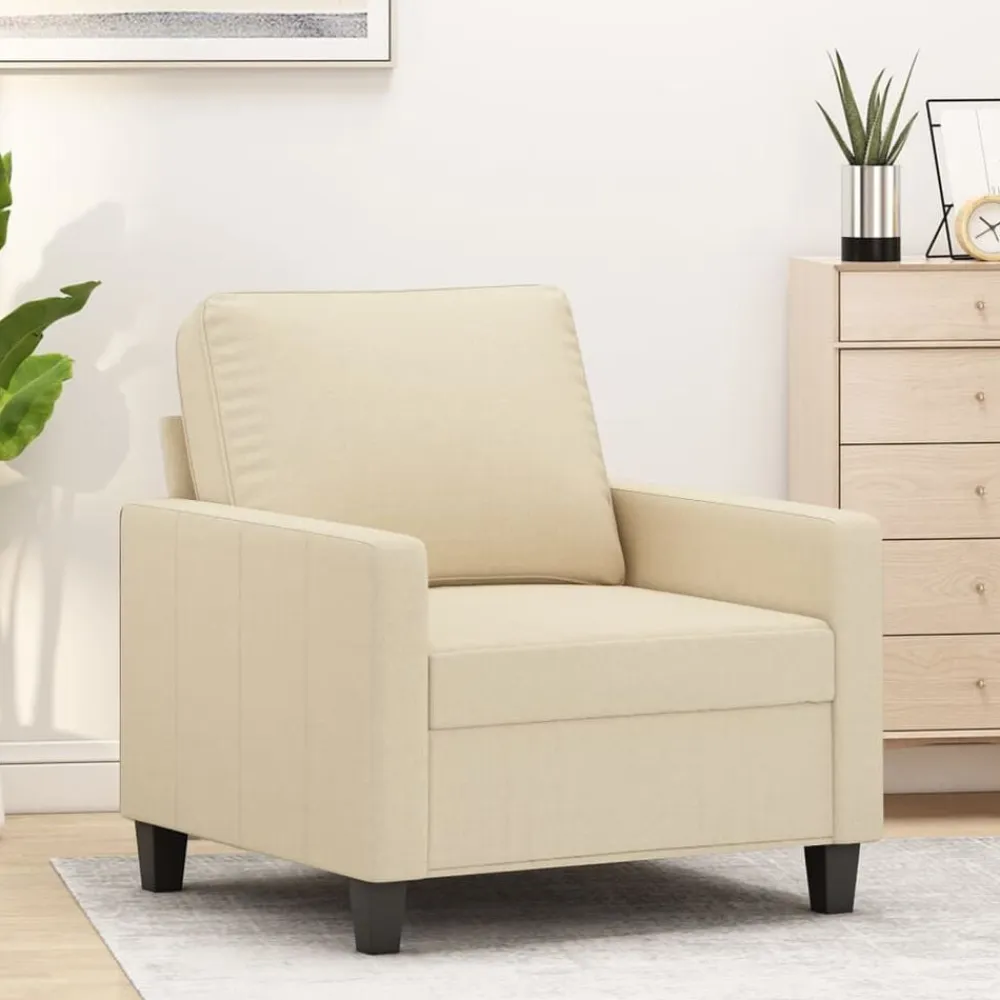 vidaXL Sillón de tela color 60 cm Crema Outlet