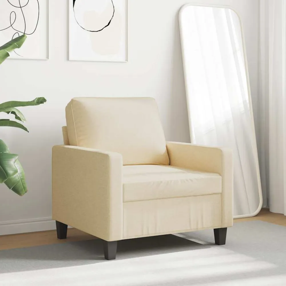 vidaXL Sillón de tela color 60 cm Crema Outlet
