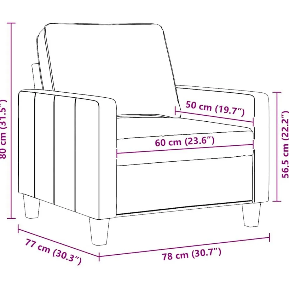 vidaXL Sillón de tela color 60 cm Crema Outlet