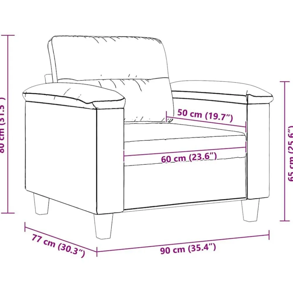 vidaXL Sofás-Sillón de tela de microfibra color 60 cm