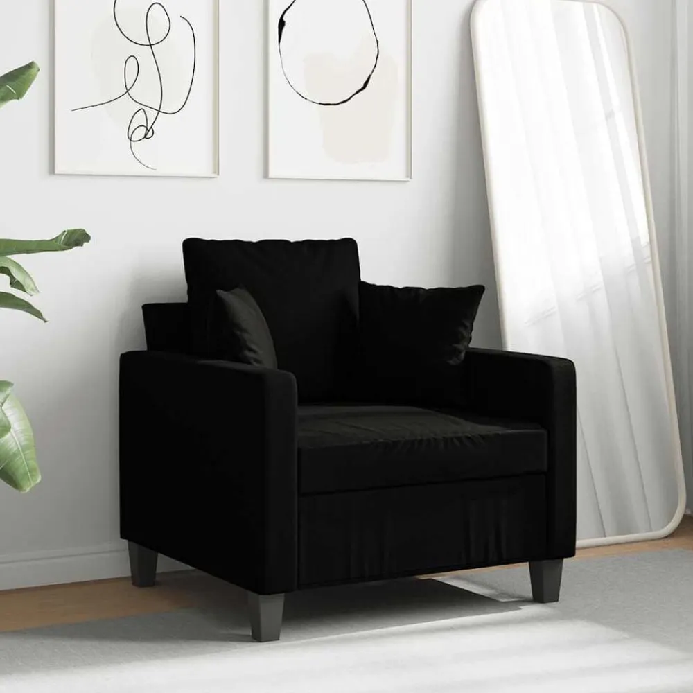 vidaXL Sillón de tela 60 cm Negro Sale