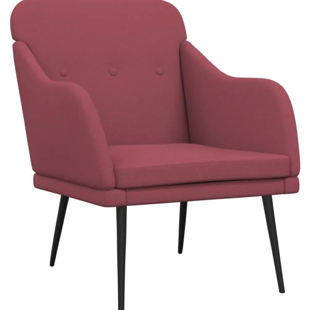 vidaXL Sillón de tela rojo tinto 63x76x80 cm Rojo vino tinto Outlet