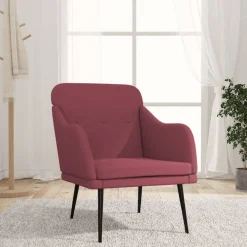 vidaXL Sillón de tela rojo tinto 63x76x80 cm Rojo vino tinto Outlet