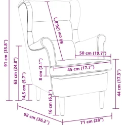 vidaXL Sillas-Sillón de tela 74x84x100 cm