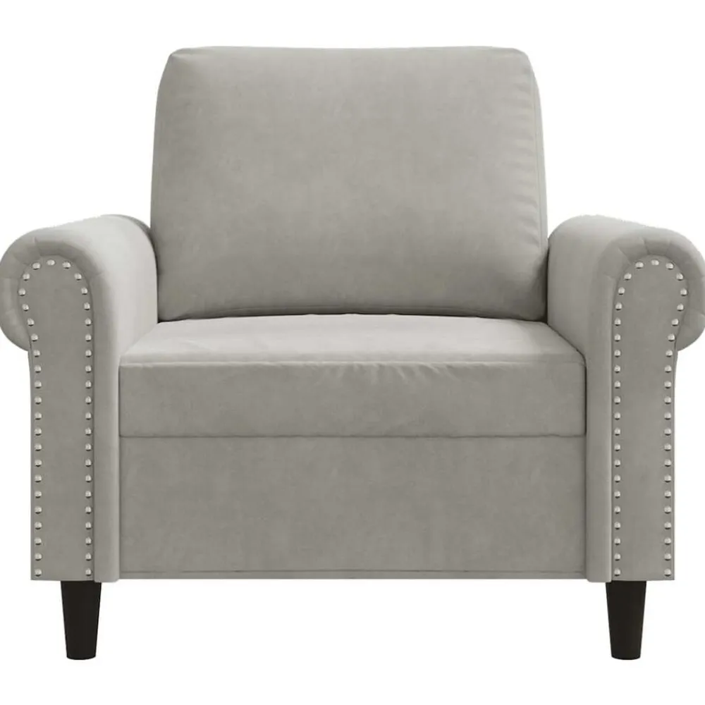 vidaXL Sillón de terciopelo 60 cm Gris claro Discount