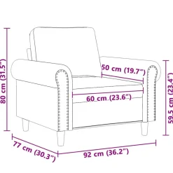 vidaXL Sillón de terciopelo 60 cm Gris claro Discount
