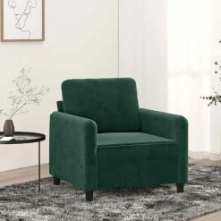 vidaXL Sillón de terciopelo 60 cm Verde oscuro Sale