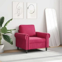 vidaXL Sillón de terciopelo rojo tinto 60 cm Rojo vino tinto Online