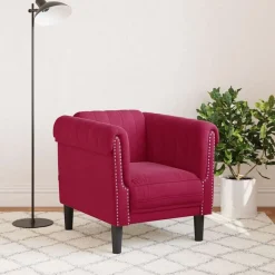 vidaXL Sillón de terciopelo rojo tinto Rojo vino tinto