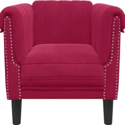 vidaXL Sillón de terciopelo rojo tinto Rojo vino tinto