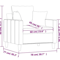 vidaXL Sofás-Sillón de terciopelo rojo tinto 60 cm