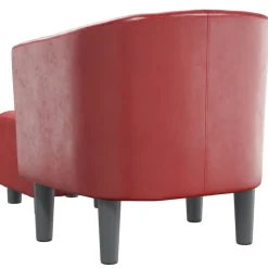 vidaXL Sillas-Sillón diseño de cubo con reposapiés cuero sintético rojo tinto