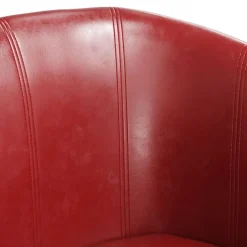 vidaXL Sillas-Sillón diseño de cubo con reposapiés cuero sintético rojo tinto