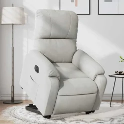 vidaXL Sillón eléctrico reclinable elevable tela microfibra Gris claro