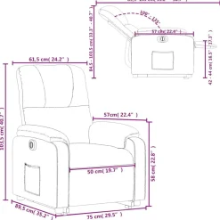 vidaXL Sillón eléctrico reclinable elevable tela microfibra Gris claro
