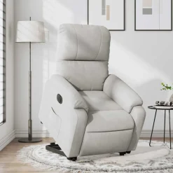 vidaXL Sillón eléctrico reclinable elevable tela microfibra Gris claro