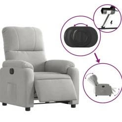 vidaXL Sillón eléctrico reclinable elevable tela microfibra Gris claro