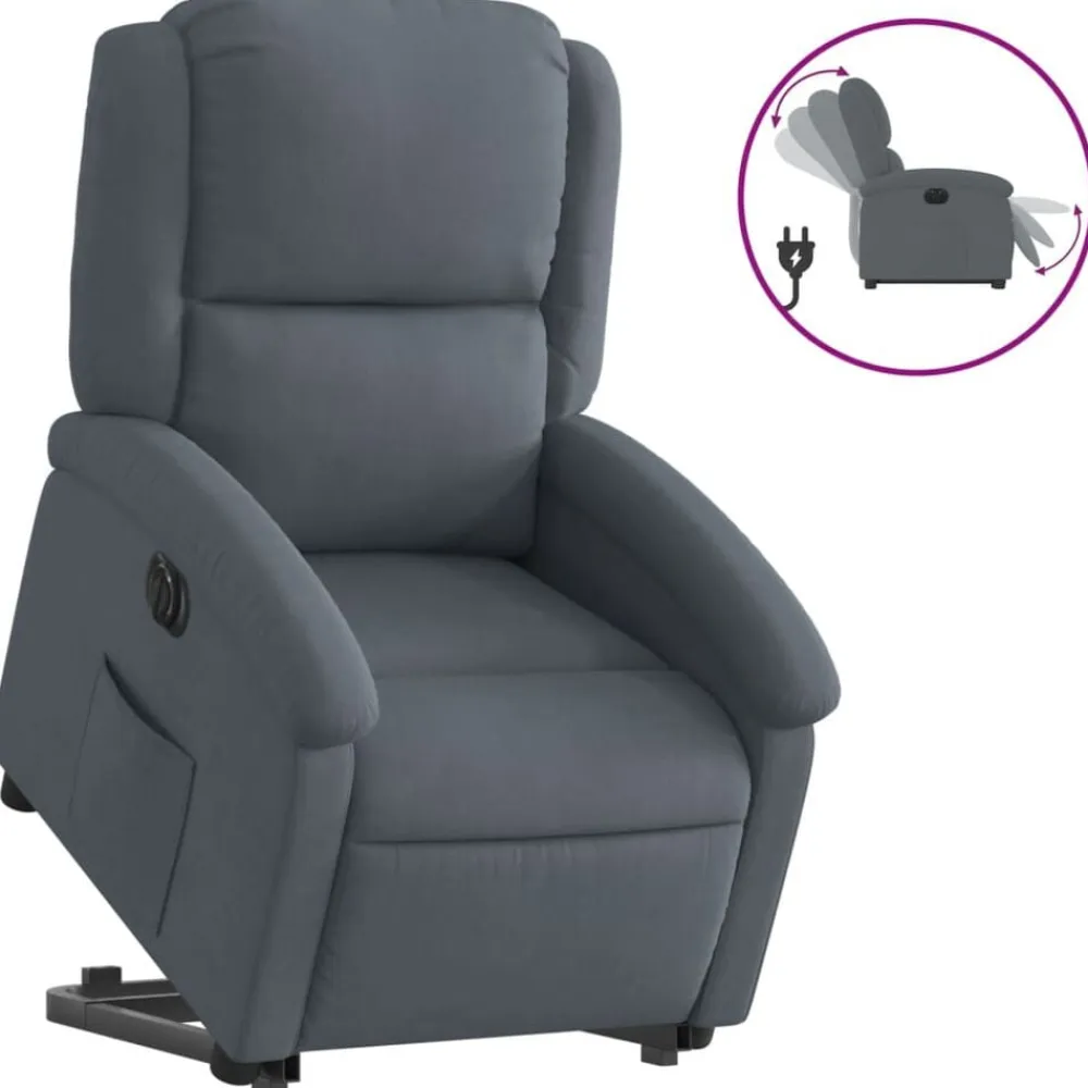 vidaXL Sillas-Sillón eléctrico reclinable elevable de terciopelo