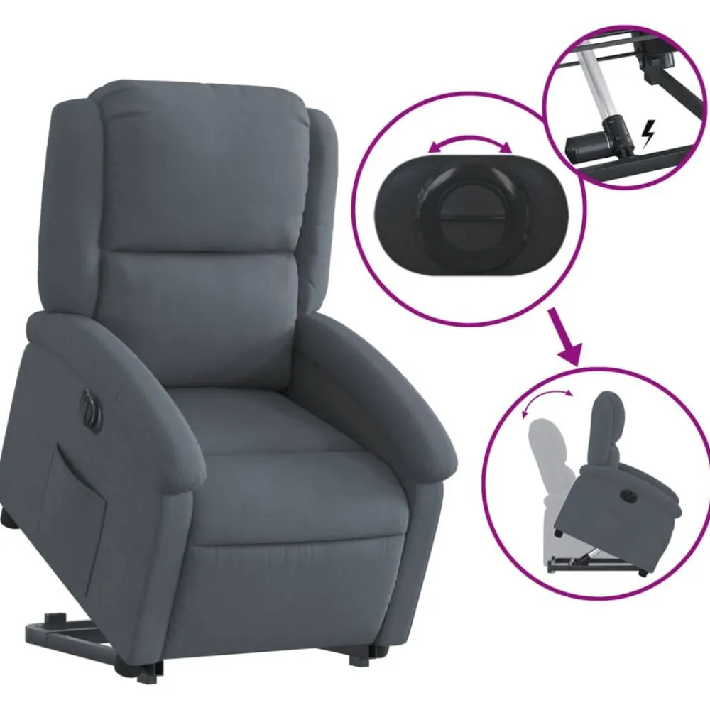 vidaXL Sillas-Sillón eléctrico reclinable elevable de terciopelo