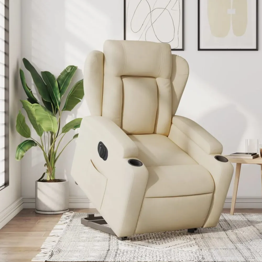 vidaXL Sillón eléctrico reclinable elevable de tela color Crema Clearance