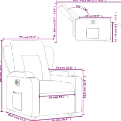 vidaXL Sillón eléctrico reclinable elevable de tela color Crema Clearance