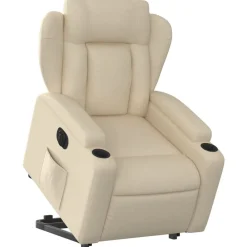 vidaXL Sillón eléctrico reclinable elevable de tela color Crema Clearance