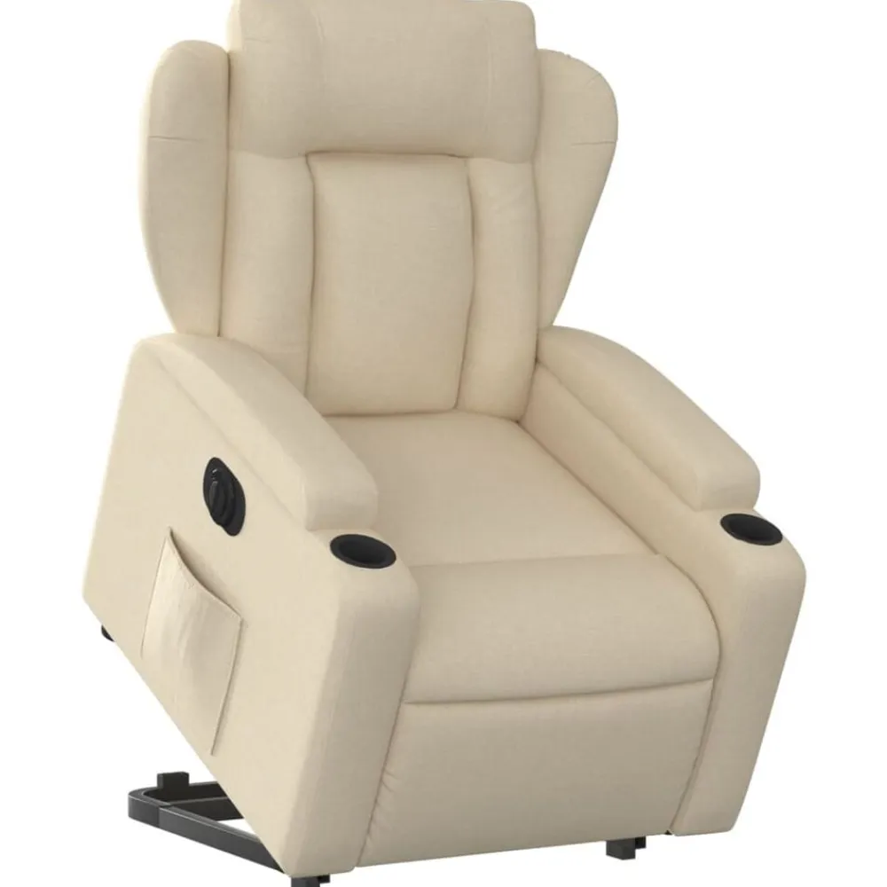 vidaXL Sillón eléctrico reclinable elevable de tela color Crema Clearance
