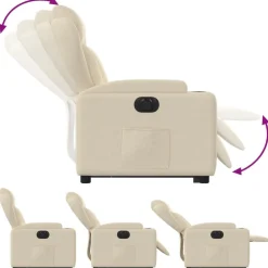 vidaXL Sillón eléctrico reclinable elevable de tela color Crema Clearance