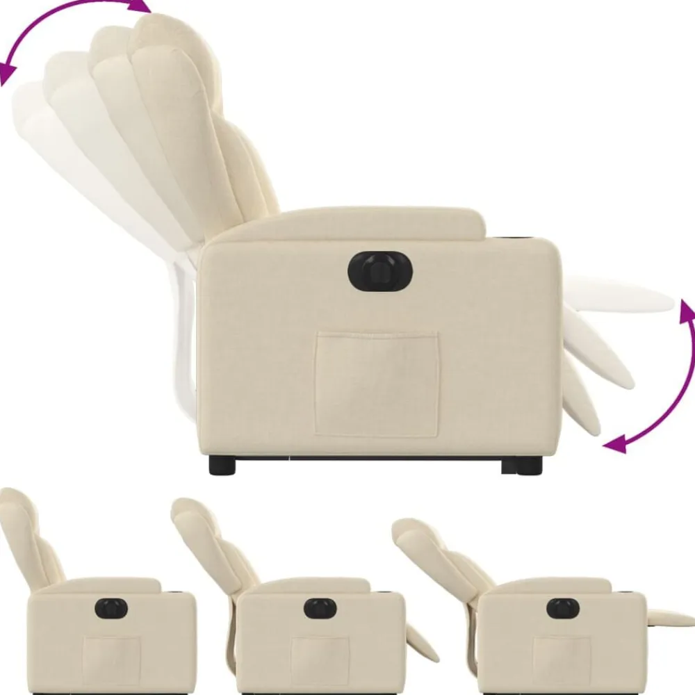 vidaXL Sillón eléctrico reclinable elevable de tela color Crema Clearance