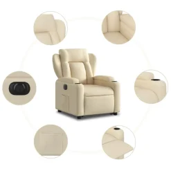 vidaXL Sillón eléctrico reclinable elevable de tela color Crema Clearance