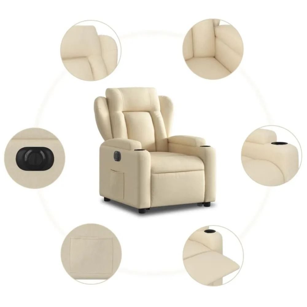 vidaXL Sillón eléctrico reclinable elevable de tela color Crema Clearance