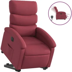 vidaXL Sillón eléctrico reclinable elevable de tela rojo tinto Rojo vino tinto Clearance