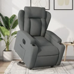 vidaXL Sillón eléctrico reclinable elevable de tela Gris oscuro Outlet