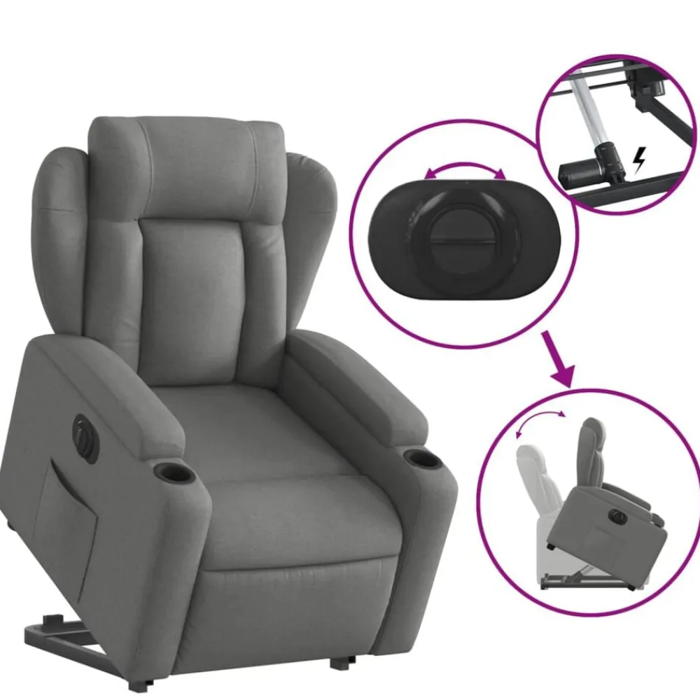 vidaXL Sillón eléctrico reclinable elevable de tela Gris oscuro Outlet